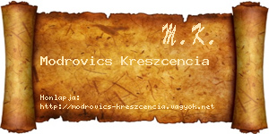 Modrovics Kreszcencia névjegykártya